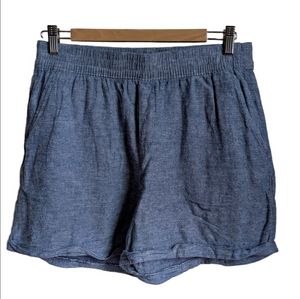 FRANK & OAK Chambray Blue Lightweight Summer Shorts Size Small